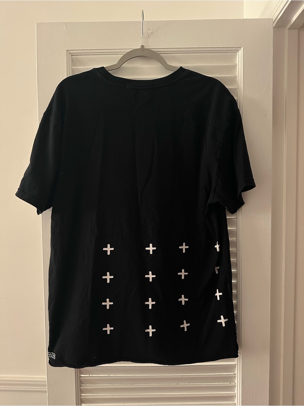 Ksubi Black T-Shirt with Signature White Cross Print - Size M
